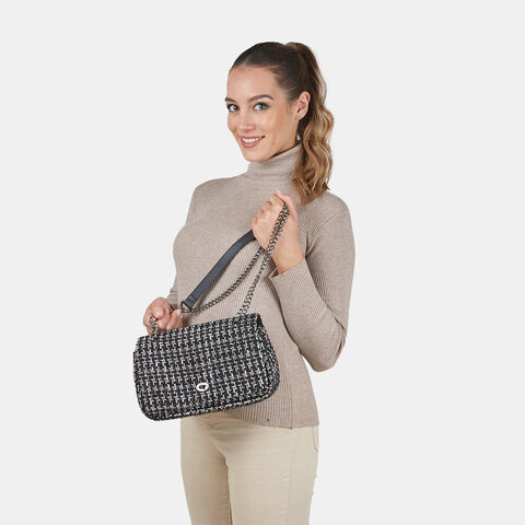 Bolso bandolera de mujer en tweed , Blanco Bolso bandolera de mujer en tweed , Blanco